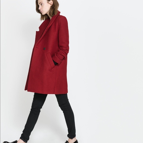 Zara Red Wool Overcoat - Picture 2 of 3